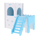 Max Hamster Hideout House Cabin Cages Wooden Villa Hut Play Toy Blue