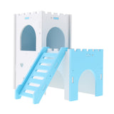 Max Hamster Hideout House Cabin Cages Wooden Villa Hut Play Toy Blue