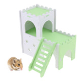 Max Hamster Hideout House Cabin Cages Wooden Villa Hut Play Toy Green