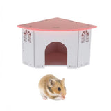 Max Small Animals House Cage Wooden Villa Hut Toy Hamster Exercise Toy Pink