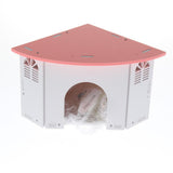 Max Small Animals House Cage Wooden Villa Hut Toy Hamster Exercise Toy Pink