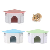 Max Small Animals House Cage Wooden Villa Hut Toy Hamster Exercise Toy Pink