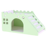 Maxbell Hamster Hideout House Wood Living Hut Exercise Funny Nest Toy for Rat green