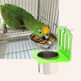 Maxbell Pet Birds Feeder Bowl Mirror Chew Toy Stainless Steel Cup Parrot Stand Perch