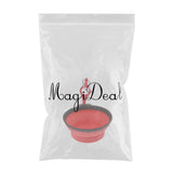 Maxbell Portable Folding Pet Dog Bowl Silicone Water & Food Bowl with Buckle Red L