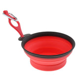 Maxbell Portable Folding Pet Dog Bowl Silicone Water & Food Bowl with Buckle Red L