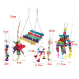 Max 6pcs Parrot Chewing Swing Toys Rattan Ball String Cage Hanging Toys