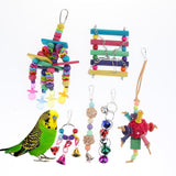 Max 6pcs Parrot Chewing Swing Toys Rattan Ball String Cage Hanging Toys
