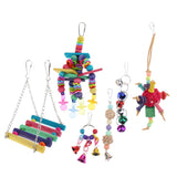 Max 6pcs Parrot Chewing Swing Toys Rattan Ball String Cage Hanging Toys