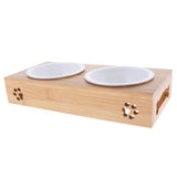 Maxbell Raised Pet Feeder Solid Bamboo Stand Perfect for Cats and Small Dogs  S02