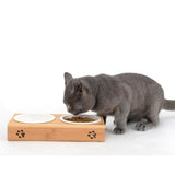 Maxbell Raised Pet Feeder Solid Bamboo Stand Perfect for Cats and Small Dogs  S02