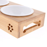 Maxbell Raised Pet Feeder Solid Bamboo Stand Perfect for Cats and Small Dogs  S02