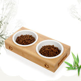 Maxbell Raised Pet Feeder Solid Bamboo Stand Perfect for Cats and Small Dogs  S02