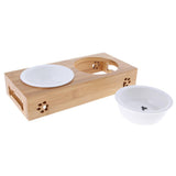 Maxbell Raised Pet Feeder Solid Bamboo Stand Perfect for Cats and Small Dogs  S02