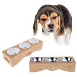 Maxbell Raised Pet Feeder Solid Bamboo Stand Perfect for Cats and Small Dogs  S04