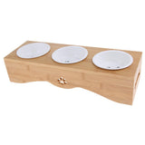 Maxbell Raised Pet Feeder Solid Bamboo Stand Perfect for Cats and Small Dogs  S04