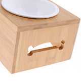 Maxbell Raised Pet Feeder Solid Bamboo Stand Perfect for Cats and Small Dogs  S04