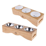 Maxbell Raised Pet Feeder Solid Bamboo Stand Perfect for Cats and Small Dogs  S04