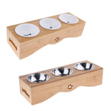 Maxbell Raised Pet Feeder Solid Bamboo Stand Perfect for Cats and Small Dogs  S04