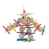 Maxbell Parrot Cage Decorative Toy Bird Chew Wood Rattan Balls Toy