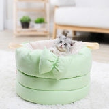 Max Washable Round Dog Cat Bed Warm Winter Nest for Small Animals  Green Tea