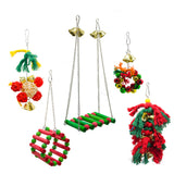 Maxbell 5 Pcs Parrot Toy Bird Cage Decorative Set Snatching Toy Swing Stand Frame