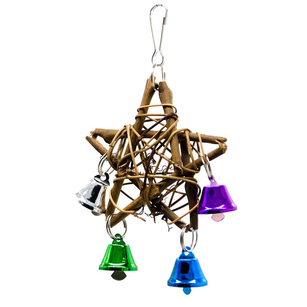 Max Bird Products Parrot Macaw Rattan Star Vibrant Color Small Bells Toy