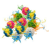 Maxbell 10pcs Bird Chew Rattan Toy Balls Cage Accessory Colorful Hanging DIY Toys