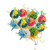 Maxbell 10pcs Bird Chew Rattan Toy Balls Cage Accessory Colorful Hanging DIY Toys