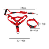 Maxbell Pet leash with chest strap collar three-piece Red L