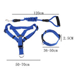Maxbell Pet leash with chest strap collar three-piece Dark Blue L