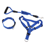 Maxbell Pet leash with chest strap collar three-piece Dark Blue L