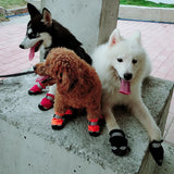 Maxbell 4 Pcs Pet Dog Shoes Boots Anti-Slip Waterproof Pet Paw Protector Dog Shoes  Black-S