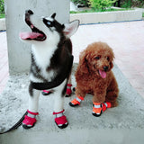 Maxbell 4 Pcs Pet Dog Shoes Boots Anti-Slip Waterproof Pet Paw Protector Dog Shoes  Red-S