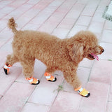 Maxbell 4 Pcs Pet Dog Shoes Boots Anti-Slip Waterproof Pet Paw Protector Dog Shoes  Orange-S