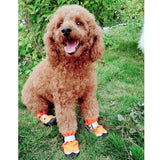 Maxbell 4 Pcs Pet Dog Shoes Boots Anti-Slip Waterproof Pet Paw Protector Dog Shoes  Orange-S