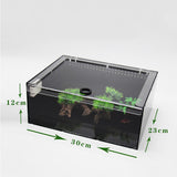 Maxbell Acrylic Reptiles Terrariums Feeding Box for Turtle Snake Frog Small Animal