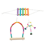 Max 3 Pcs Parrot Toy Supplies Cage Accessories Swing Bells Ladder Toy for Parrot