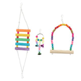 Max 3 Pcs Parrot Toy Supplies Cage Accessories Swing Bells Ladder Toy for Parrot