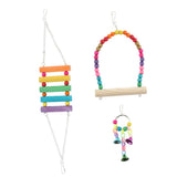 Max 3 Pcs Parrot Toy Supplies Cage Accessories Swing Bells Ladder Toy for Parrot