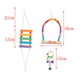 Max 3 Pcs Parrot Toy Supplies Cage Accessories Swing Bells Ladder Toy for Parrot