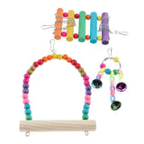 Max 3 Pcs Parrot Toy Supplies Cage Accessories Swing Bells Ladder Toy for Parrot