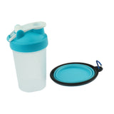 Maxbell Portable 2 in 1 Dog Mug and Food Container with Collapsible Dog Bowl  blue