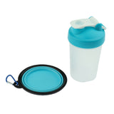 Maxbell Portable 2 in 1 Dog Mug and Food Container with Collapsible Dog Bowl  blue