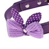 Maxbell Pet Necktie Dog and Cat Neck Strap Collar with Bowtie Purple-M