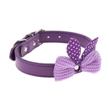 Maxbell Pet Necktie Dog and Cat Neck Strap Collar with Bowtie Purple-M