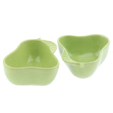 Maxbell 1 Pair Small Ceramic Bowl Pet Hamster Rabbit Feeding Bowl Pear_Green