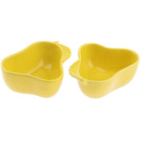 Maxbell 1 Pair Small Ceramic Bowl Pet Hamster Rabbit Feeding Bowl Pear_Yellow