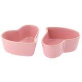 Maxbell 1 Pair Small Ceramic Bowl Pet Hamster Rabbit Feeding Bowl Pink_Heart