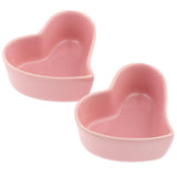 Maxbell 1 Pair Small Ceramic Bowl Pet Hamster Rabbit Feeding Bowl Pink_Heart
